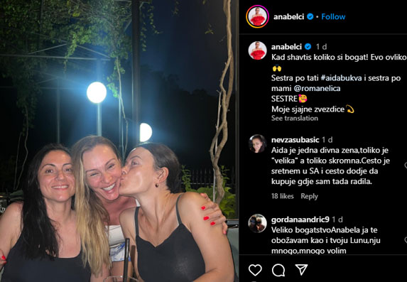 Fotografija sa Instagrama Anabela sa sestrama