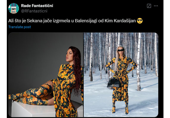 Seka Aleksić i Kim Kardashian u Balenciaga kostimu